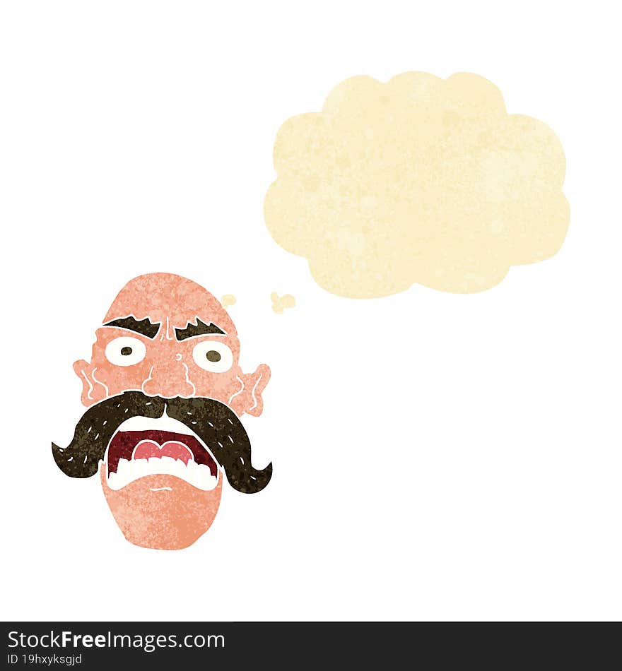 Cartoon Angry Old Man With Thought Bubble