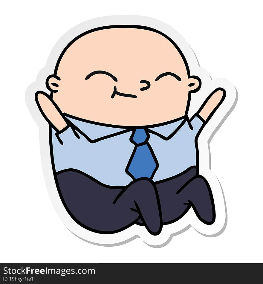 sticker cartoon of kawaii bald man