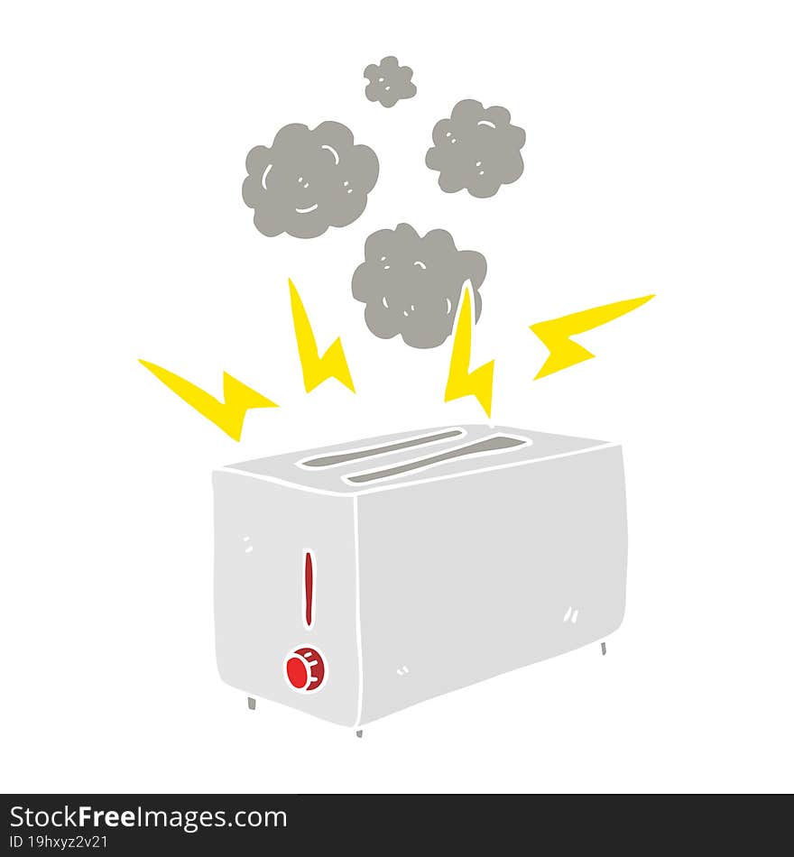 flat color illustration of faulty toaster. flat color illustration of faulty toaster