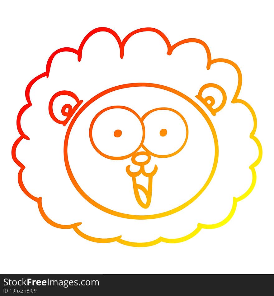 warm gradient line drawing cartoon lion face