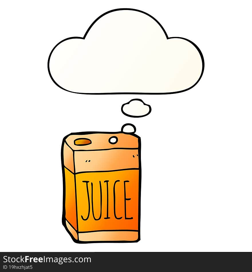 cartoon juice box and thought bubble in smooth gradient style