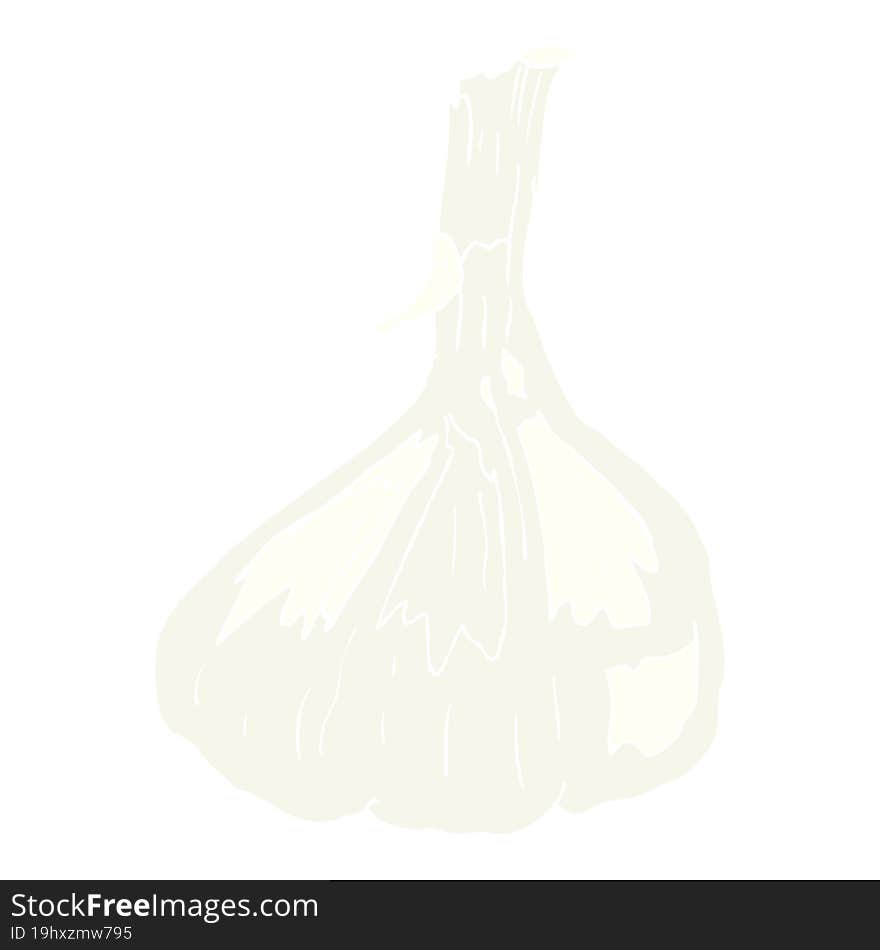 flat color illustration of a cartoon garlic