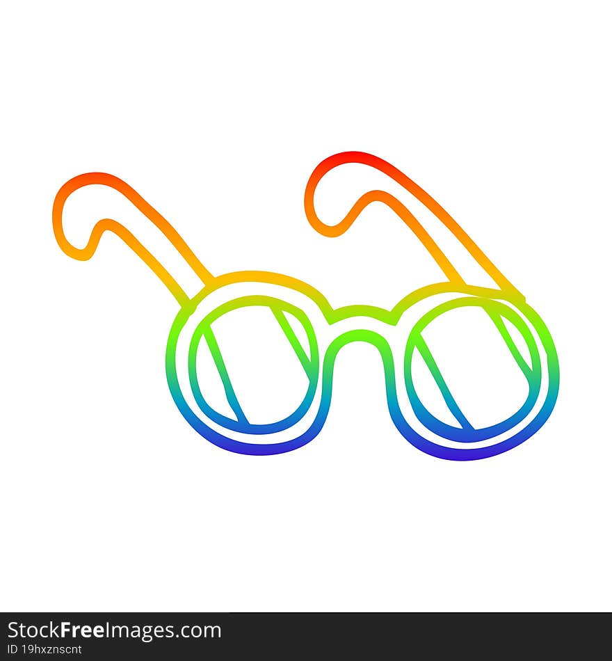 rainbow gradient line drawing cartoon sun glasses