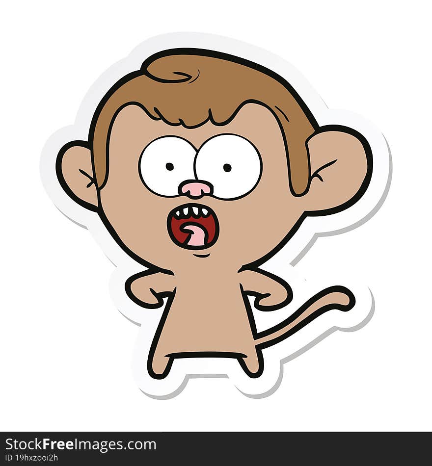 Sticker Of A Cartoon Shocked Monkey