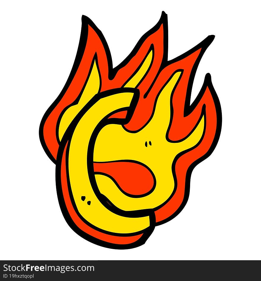 cartoon flaming letter