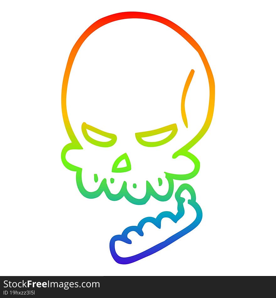 rainbow gradient line drawing cartoon halloween skull