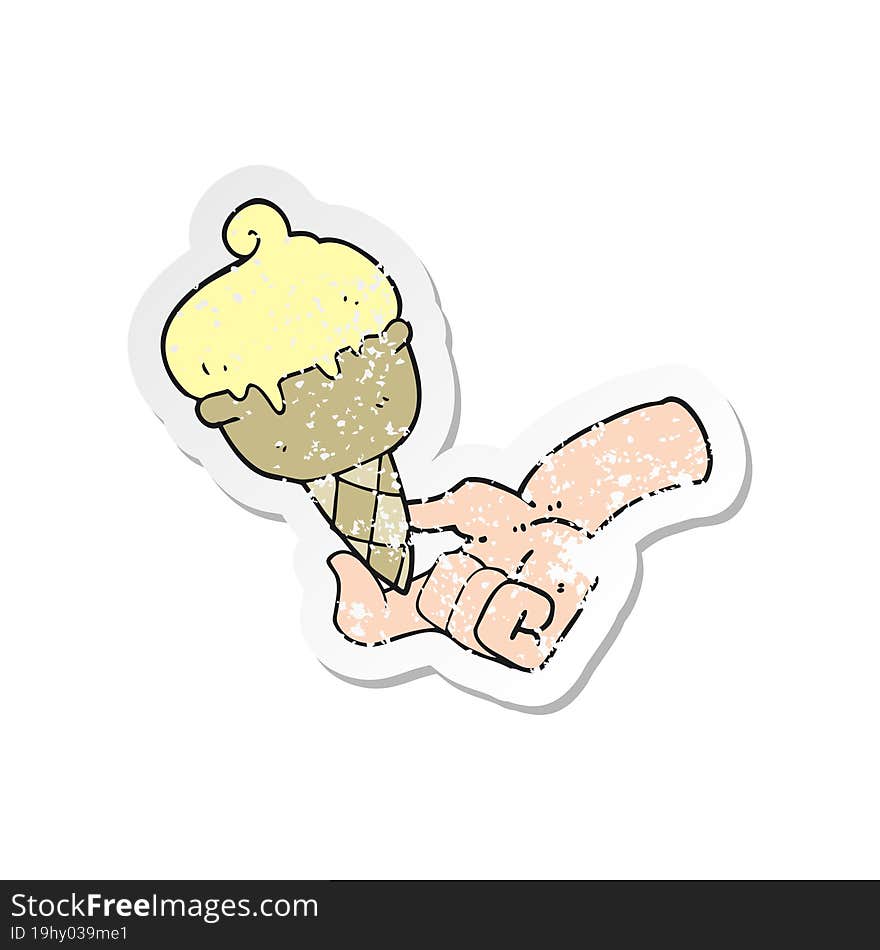 retro distressed sticker of a cartoon ice cream