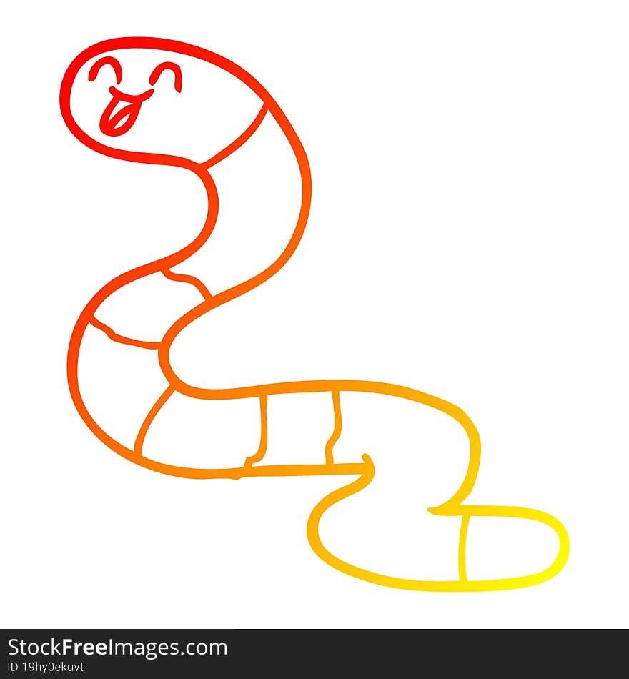 warm gradient line drawing of a cartoon worm