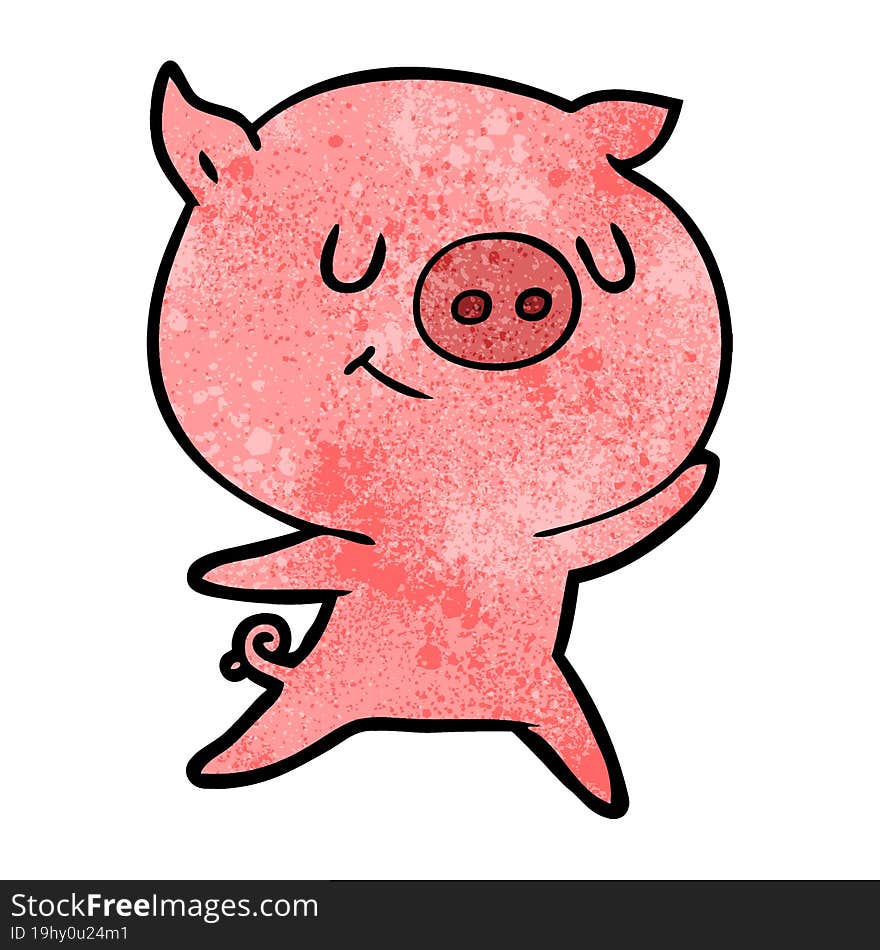 happy cartoon pig. happy cartoon pig