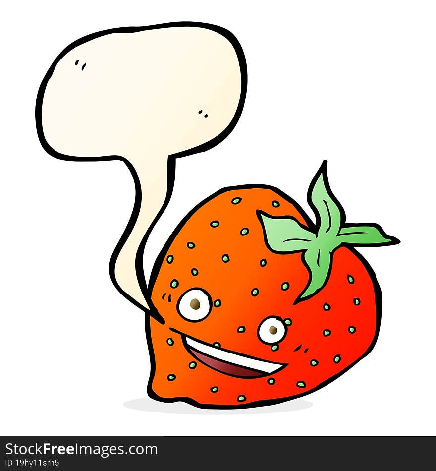 cartoon strawberry with speech bubble