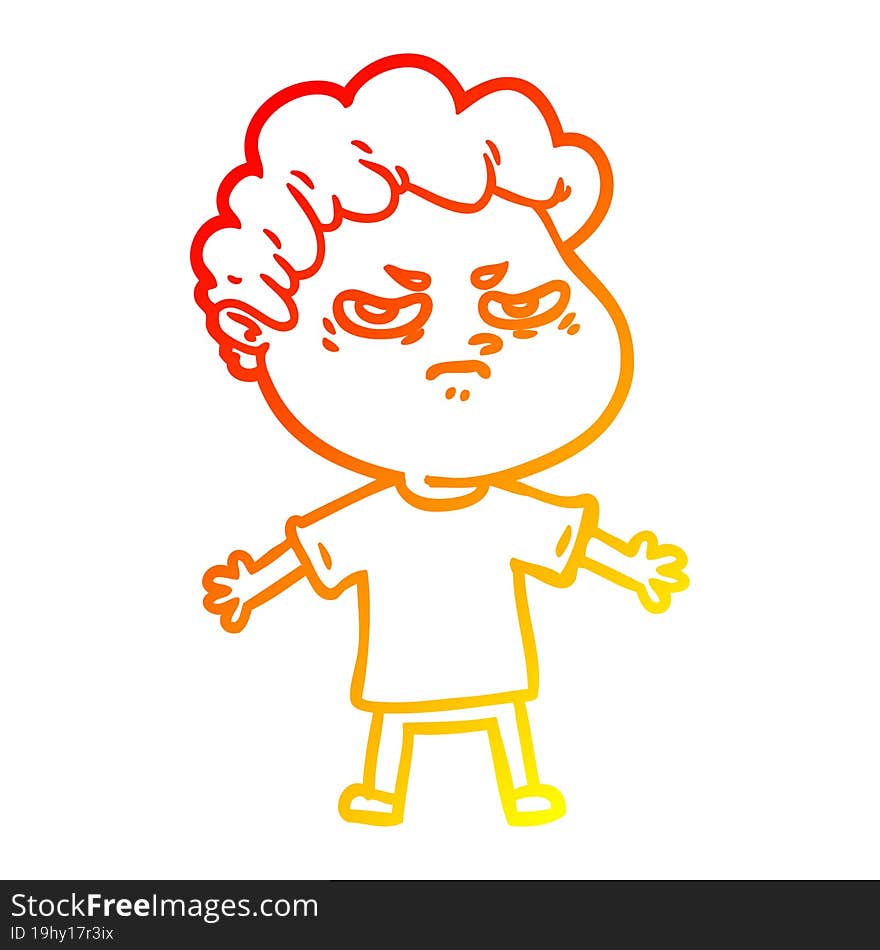 warm gradient line drawing cartoon angry man