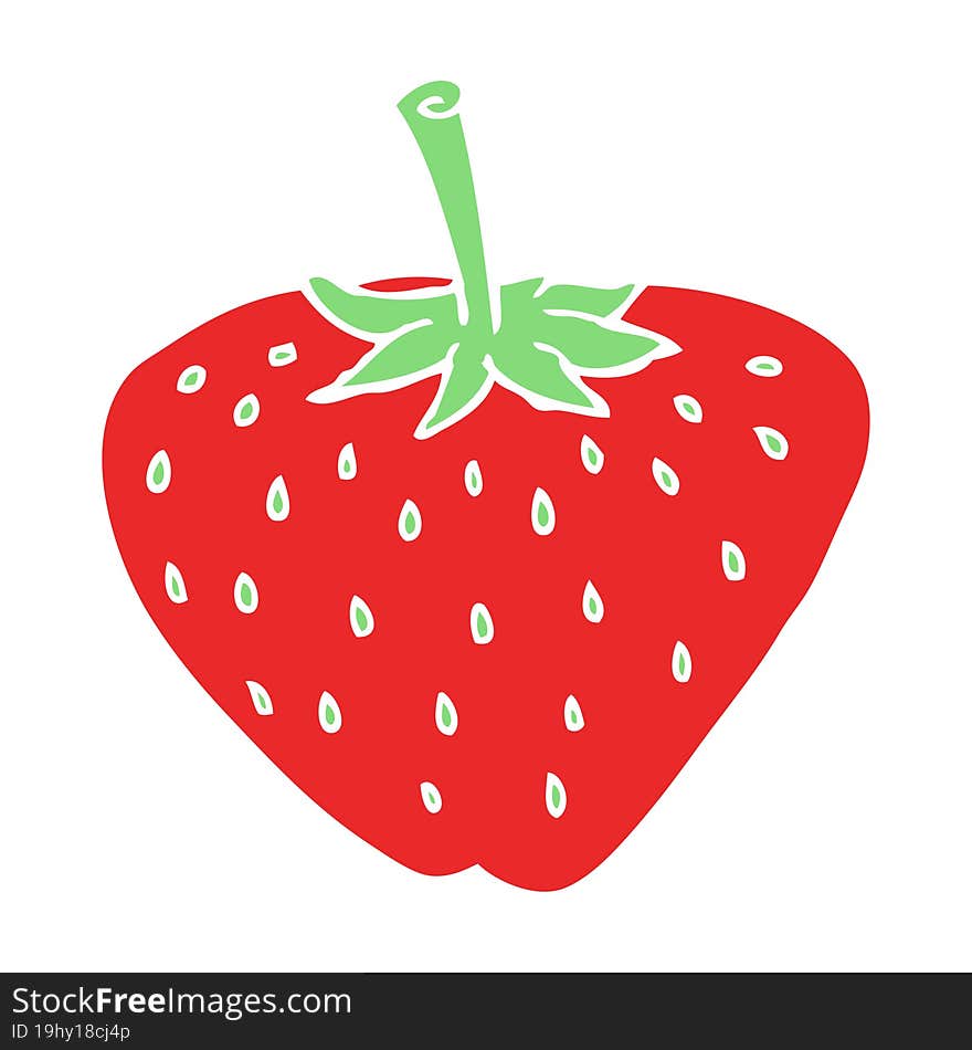 Flat Color Illustration Of A Cartoon Strawberry