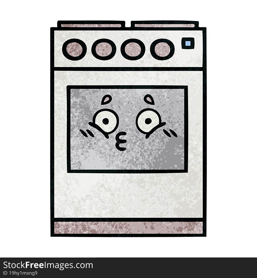 retro grunge texture cartoon kitchen oven