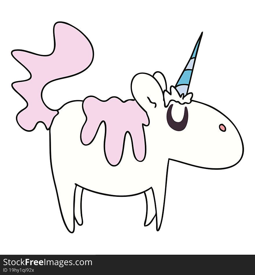 quirky hand drawn cartoon unicorn