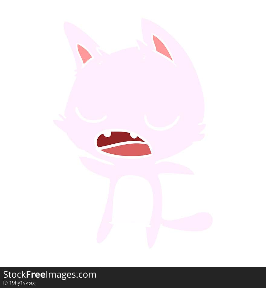 talking cat flat color style cartoon