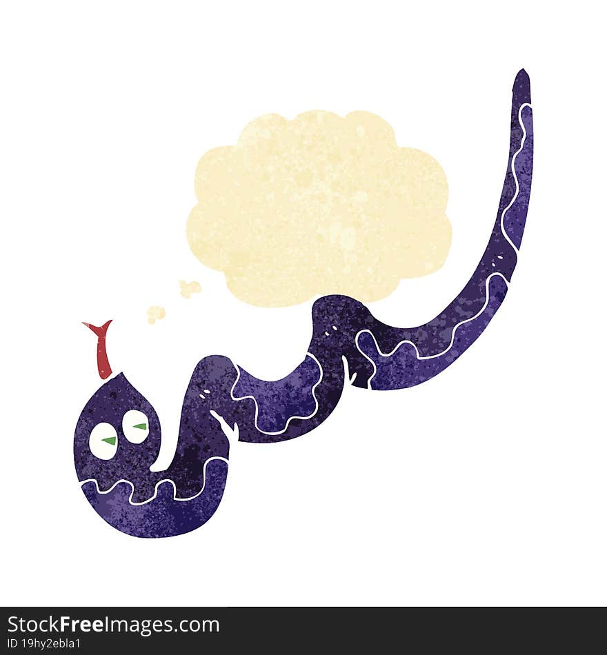 cartoon hissing snake with thought bubble