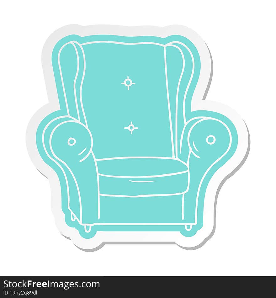 cartoon sticker of an old armchair