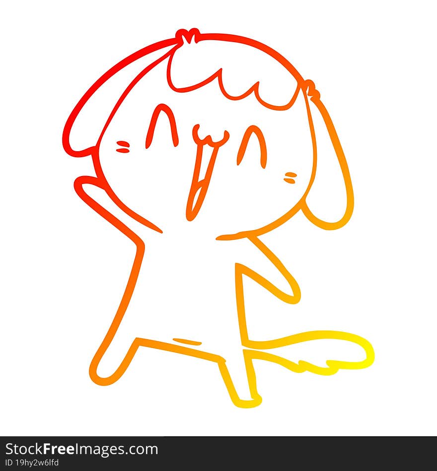 Warm Gradient Line Drawing Cute Cartoon Dog