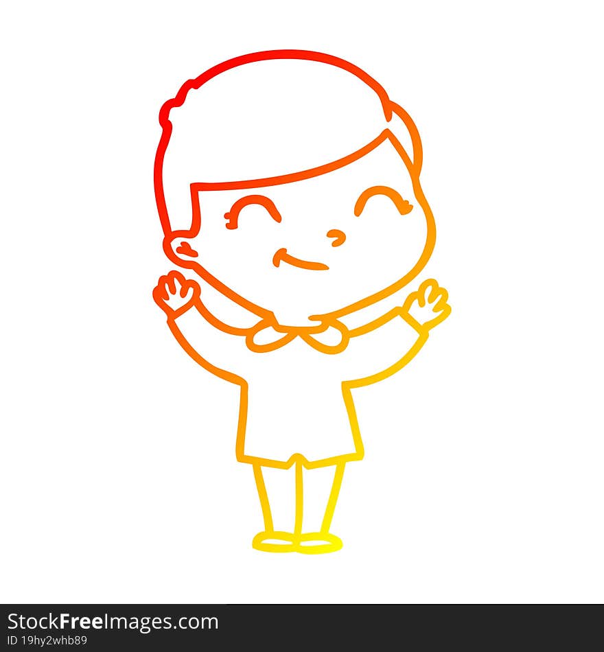 warm gradient line drawing cartoon boy smiling