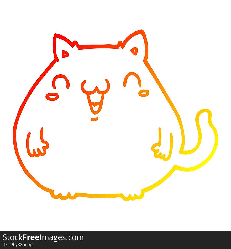 Warm Gradient Line Drawing Cartoon Cat