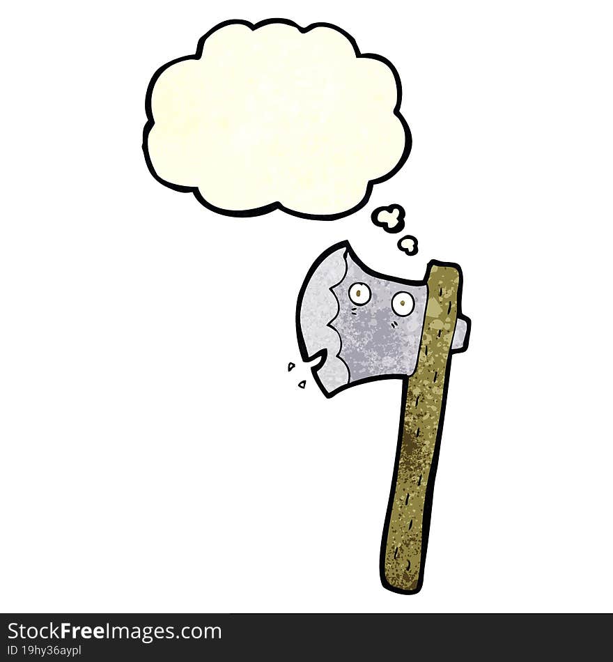 cartoon axe with thought bubble