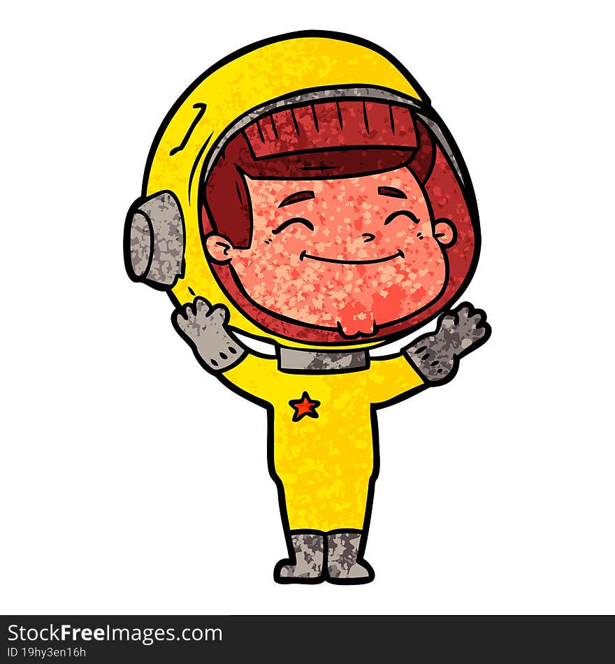 happy cartoon astronaut. happy cartoon astronaut