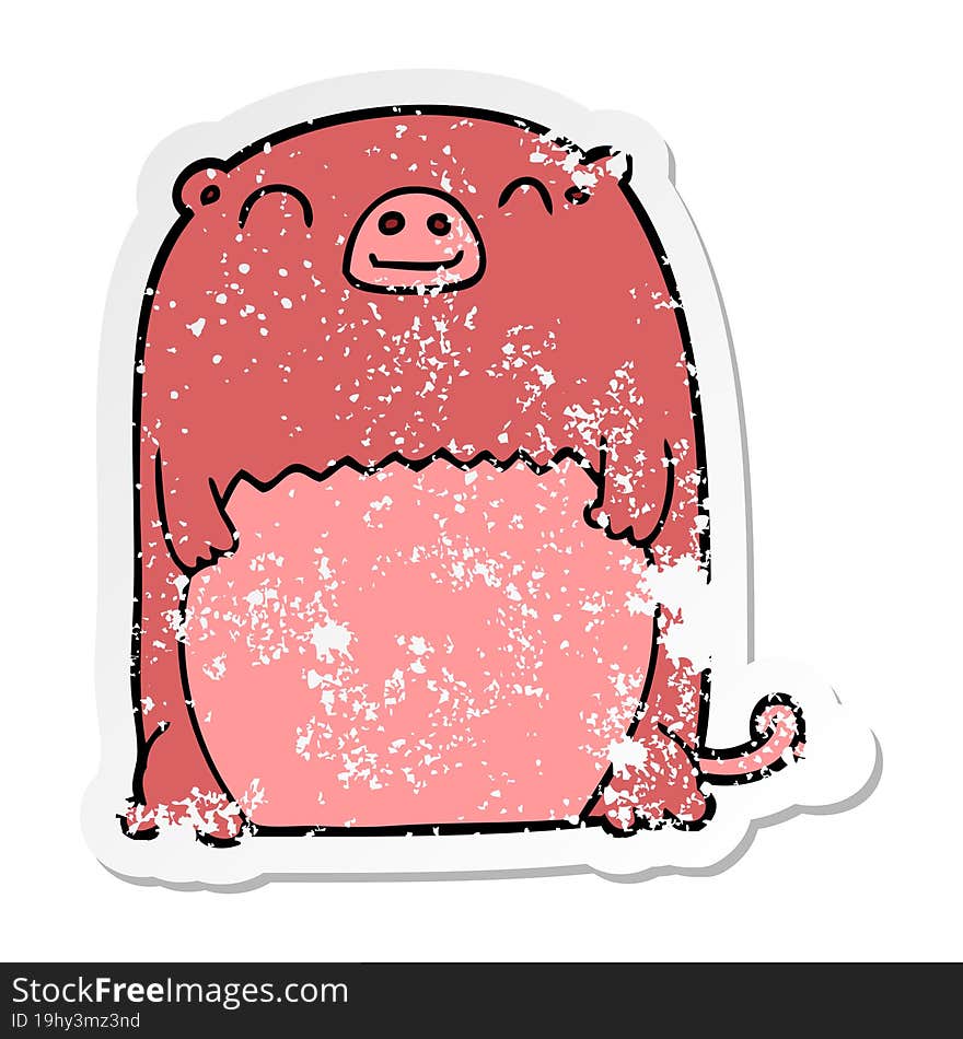 distressed sticker of a cartoon creature