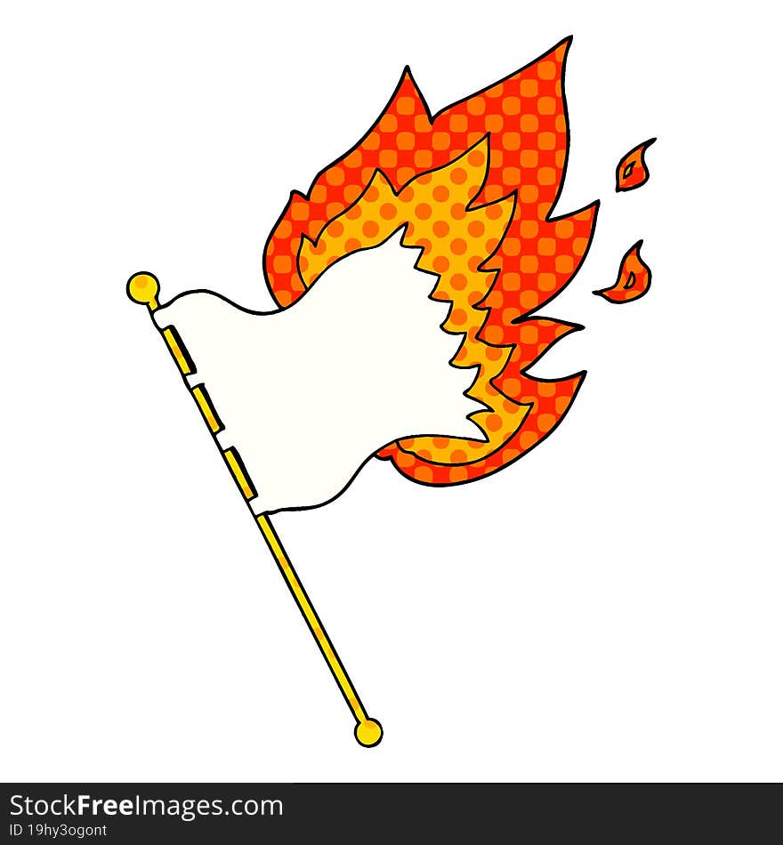 cartoon burning flag. cartoon burning flag