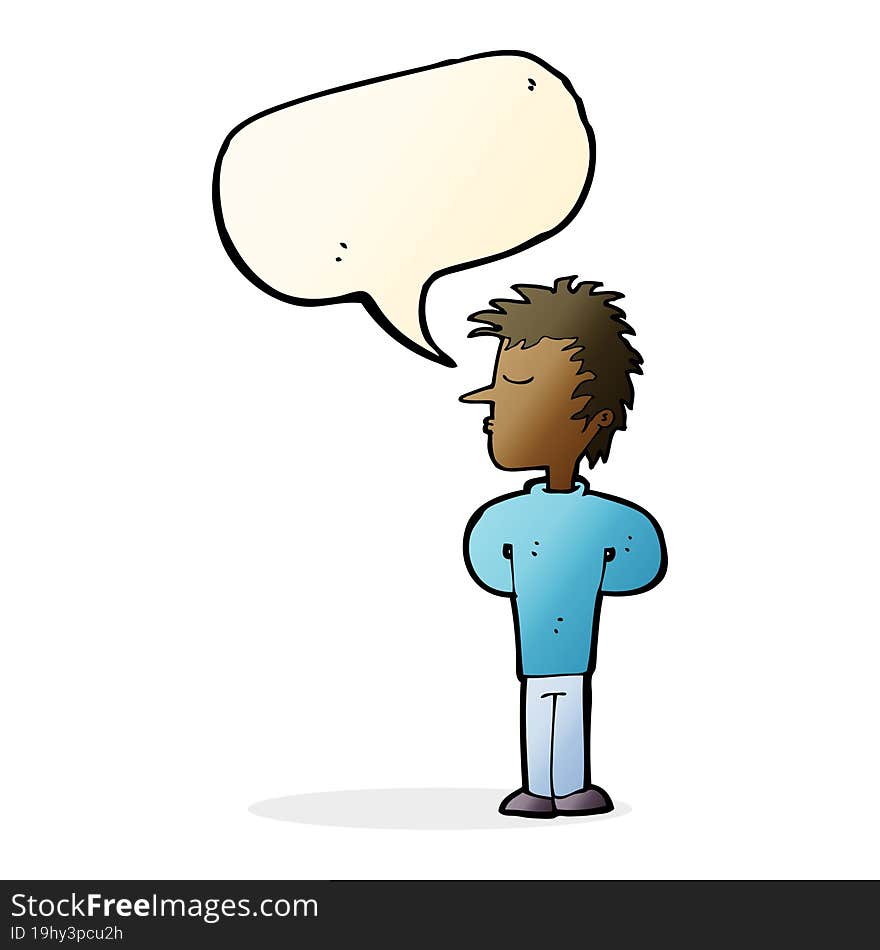 cartoon man ignoring with speech bubble