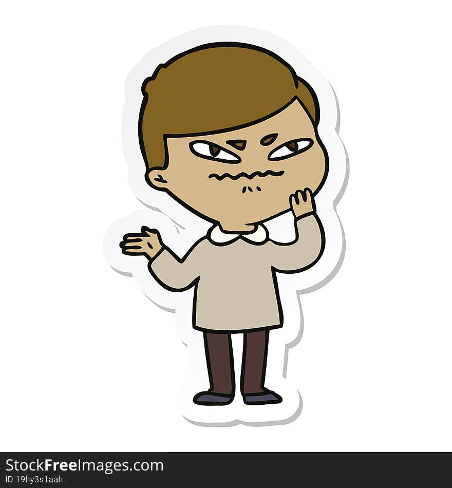 sticker of a cartoon angry man