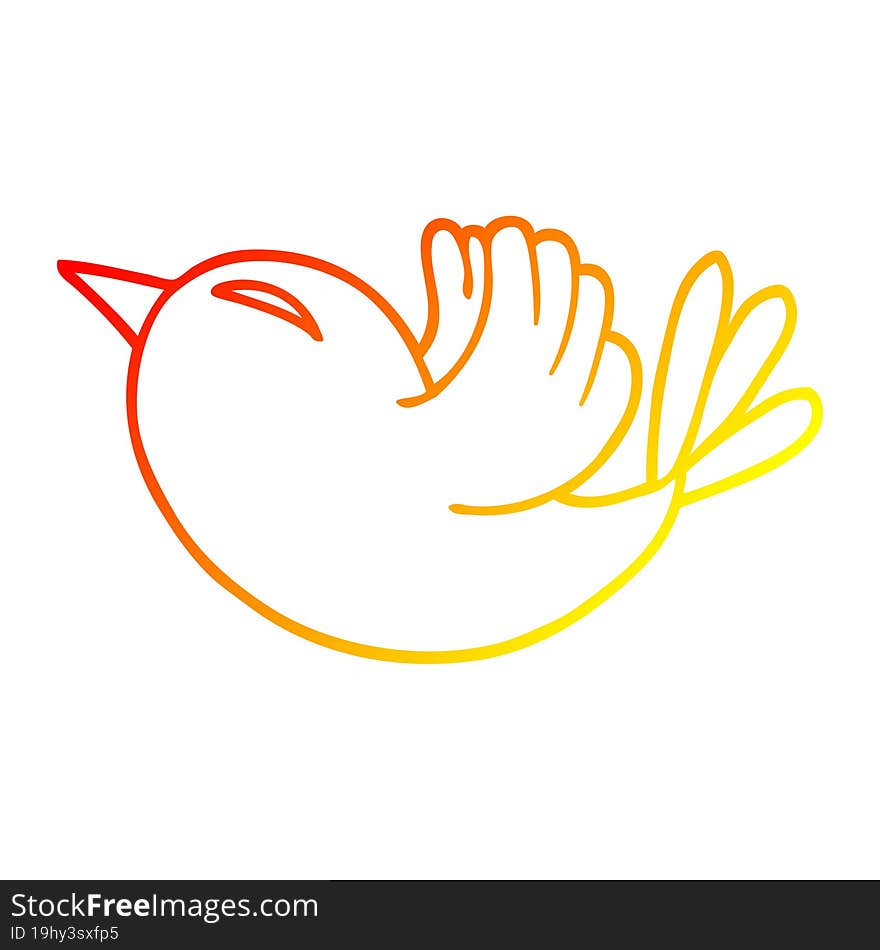 Warm Gradient Line Drawing Cartoon Red Bird