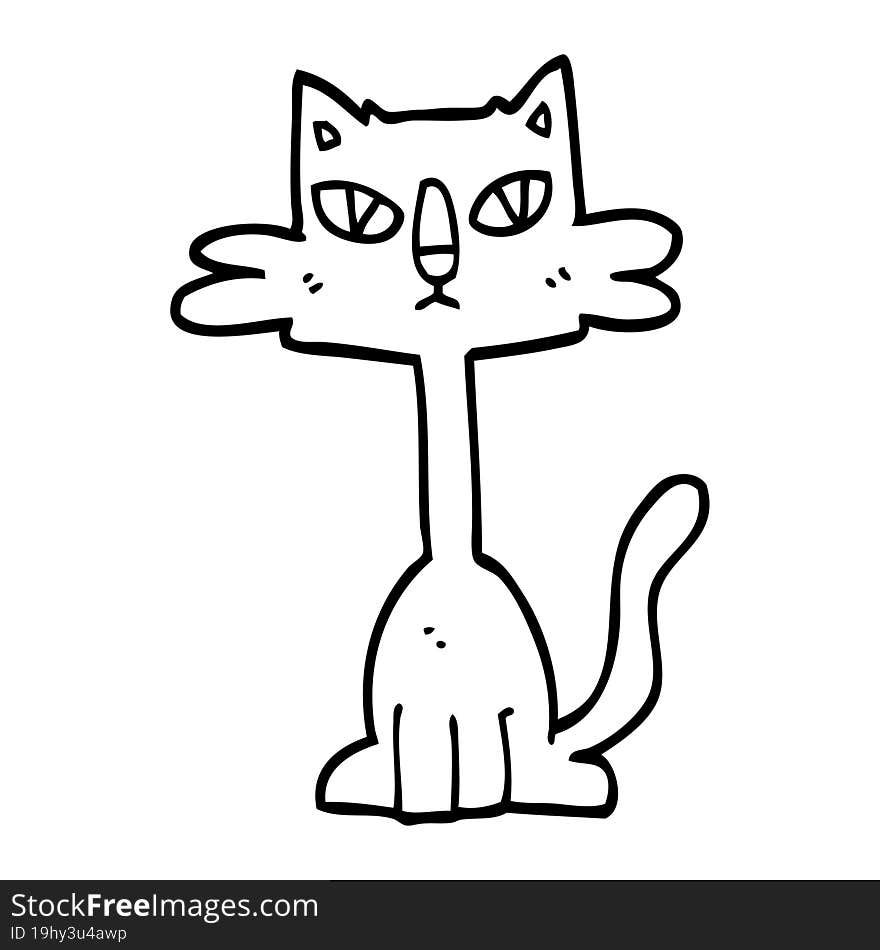 line drawing cartoon funny cat