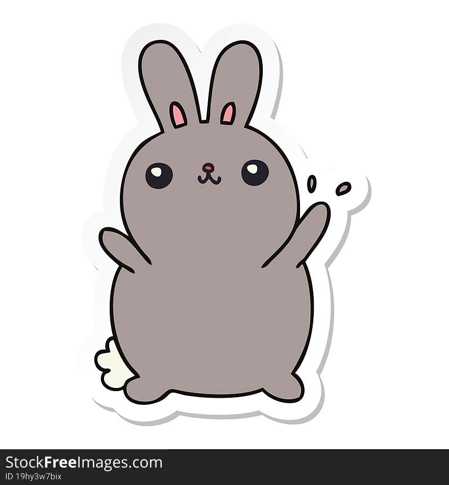 sticker of a quirky hand drawn cartoon rabbit