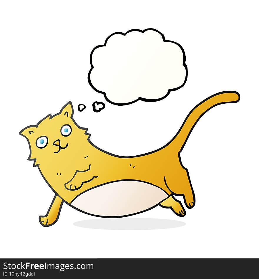 freehand drawn thought bubble cartoon cat