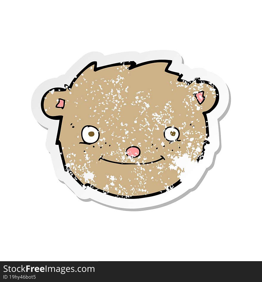 retro distressed sticker of a cartoon teddy bear head