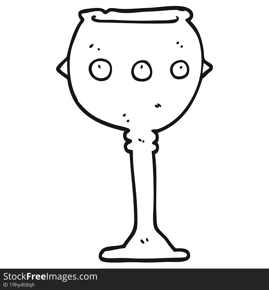 freehand drawn black and white cartoon goblet