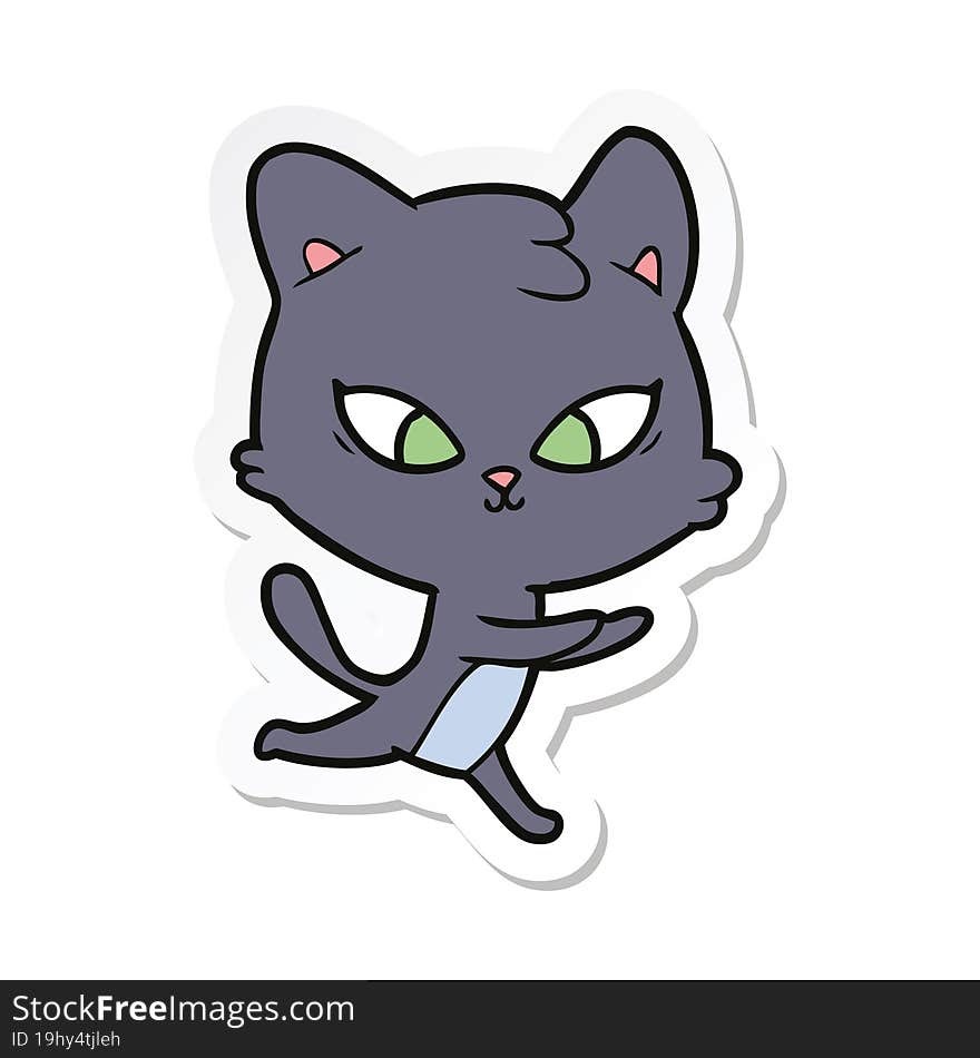 sticker of a cute cartoon cat