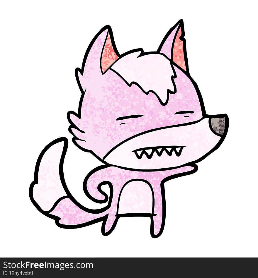 cartoon wolf showing teeth. cartoon wolf showing teeth