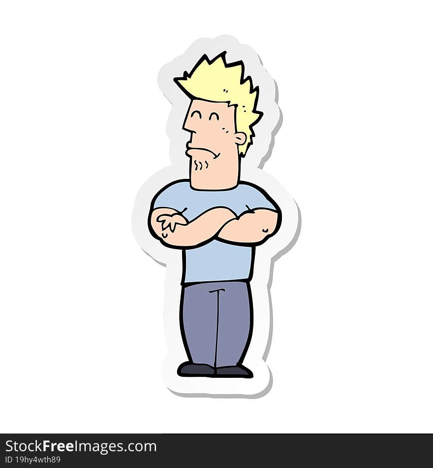 Sticker Of A Cartoon Sulking Man