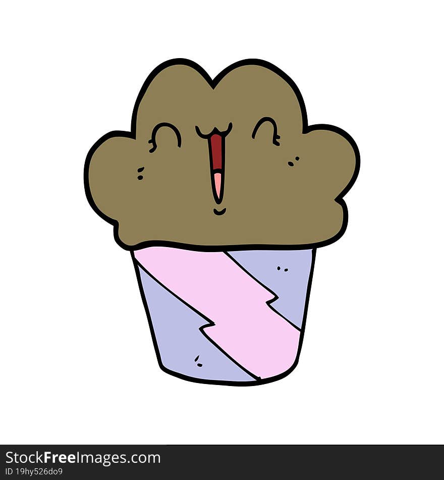 cartoon cupcake with face