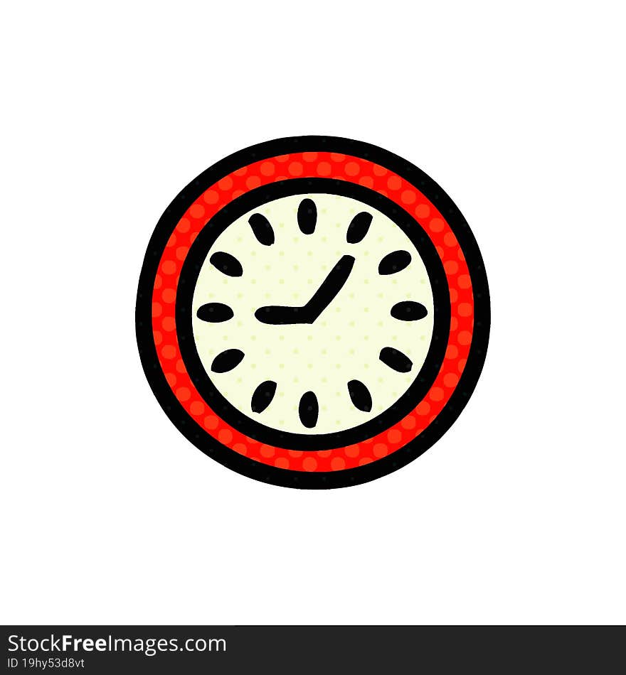 comic book style cartoon of a wall clock