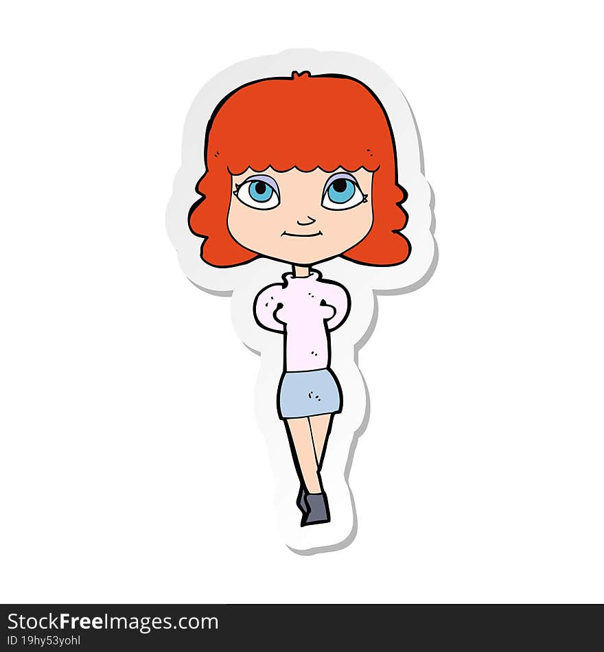 Sticker Of A Cartoon Happy Girl