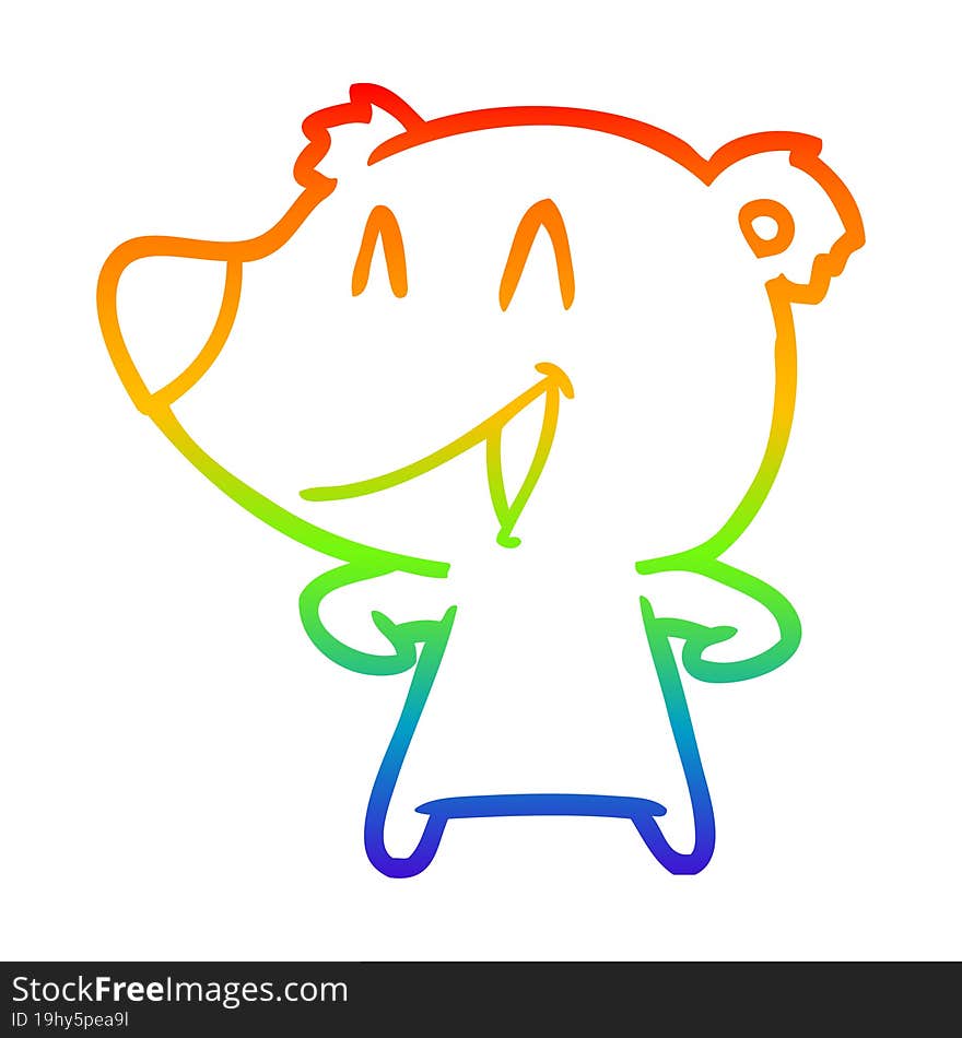 rainbow gradient line drawing laughing bear cartoon