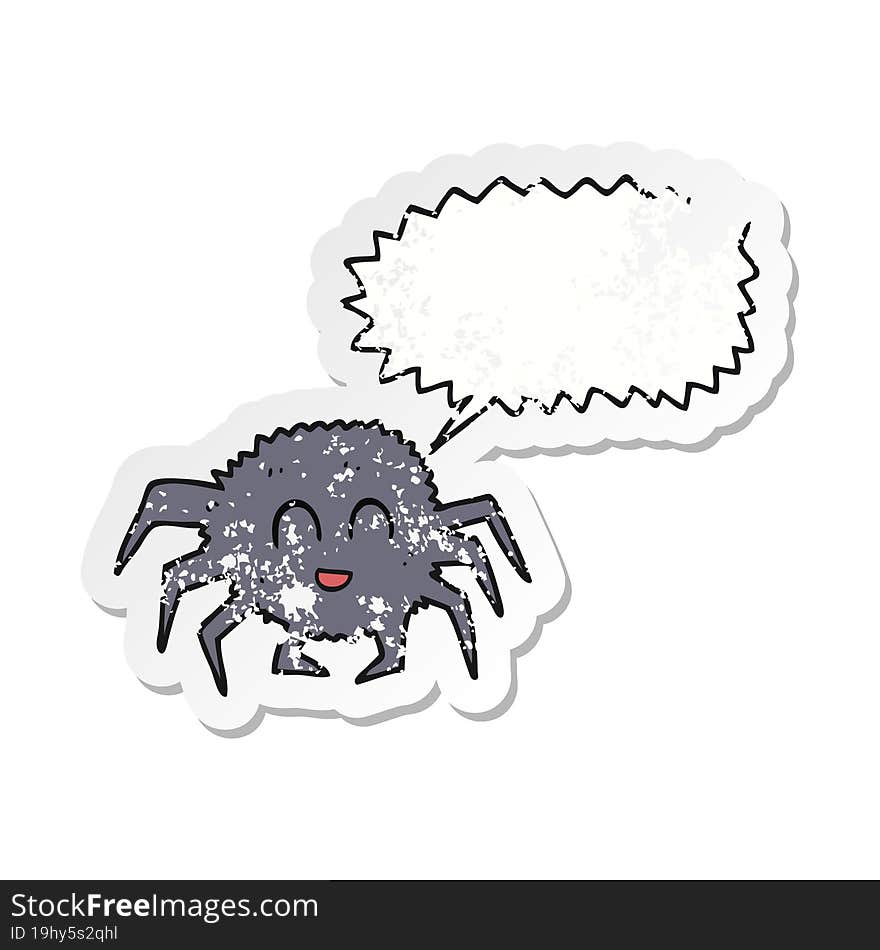 retro distressed sticker of a cartoon spider