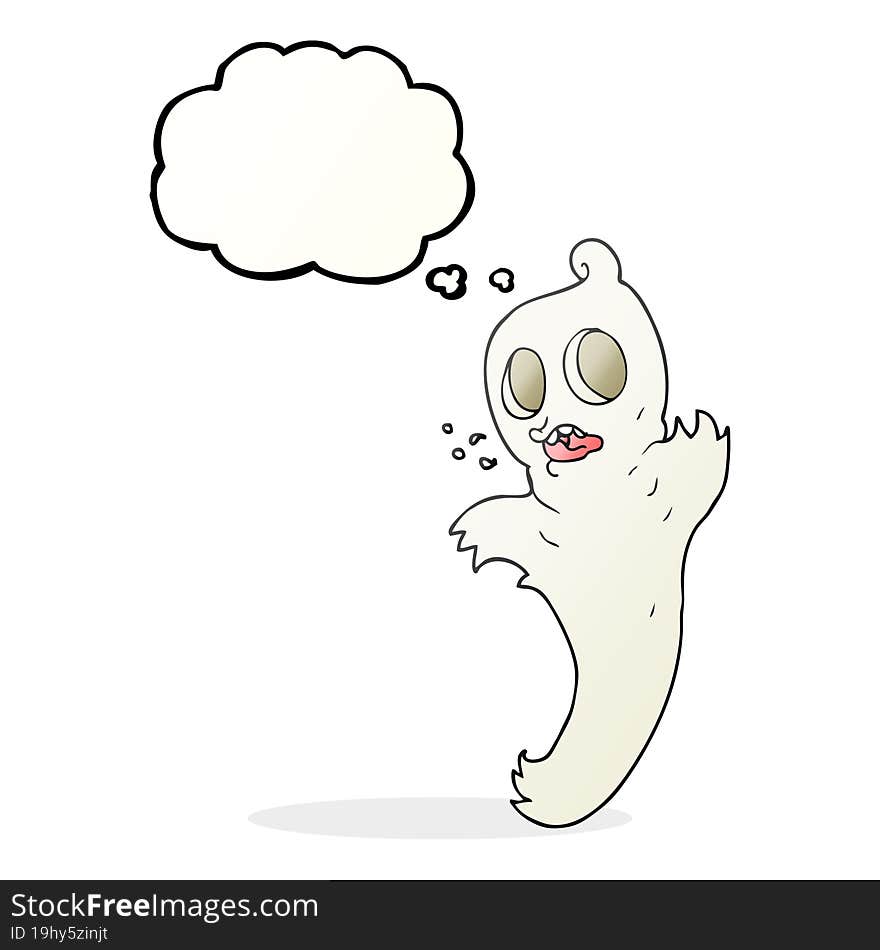 freehand drawn thought bubble cartoon ghost