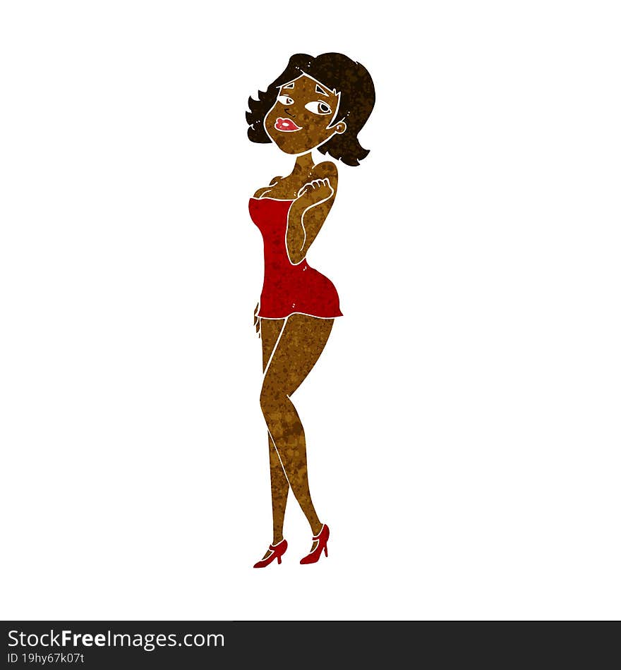 Cartoon Attractive Woman In Short Dress