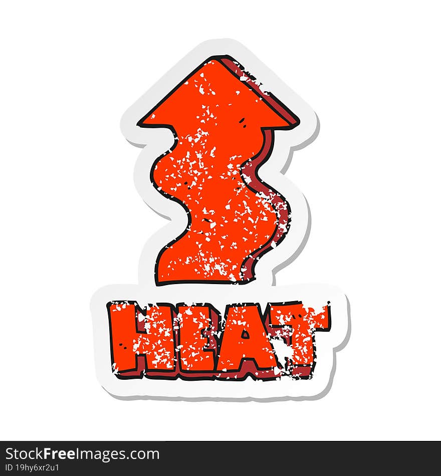 Retro Distressed Sticker Of A Cartoon Heat Rising