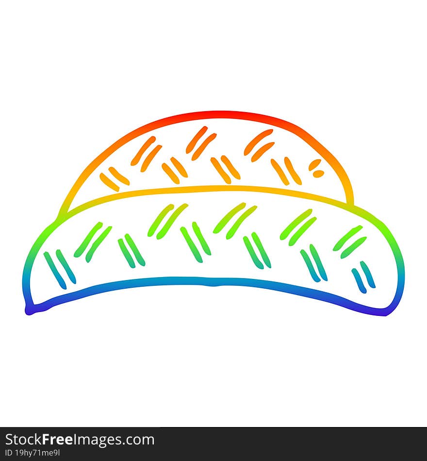 rainbow gradient line drawing of a cartoon hat