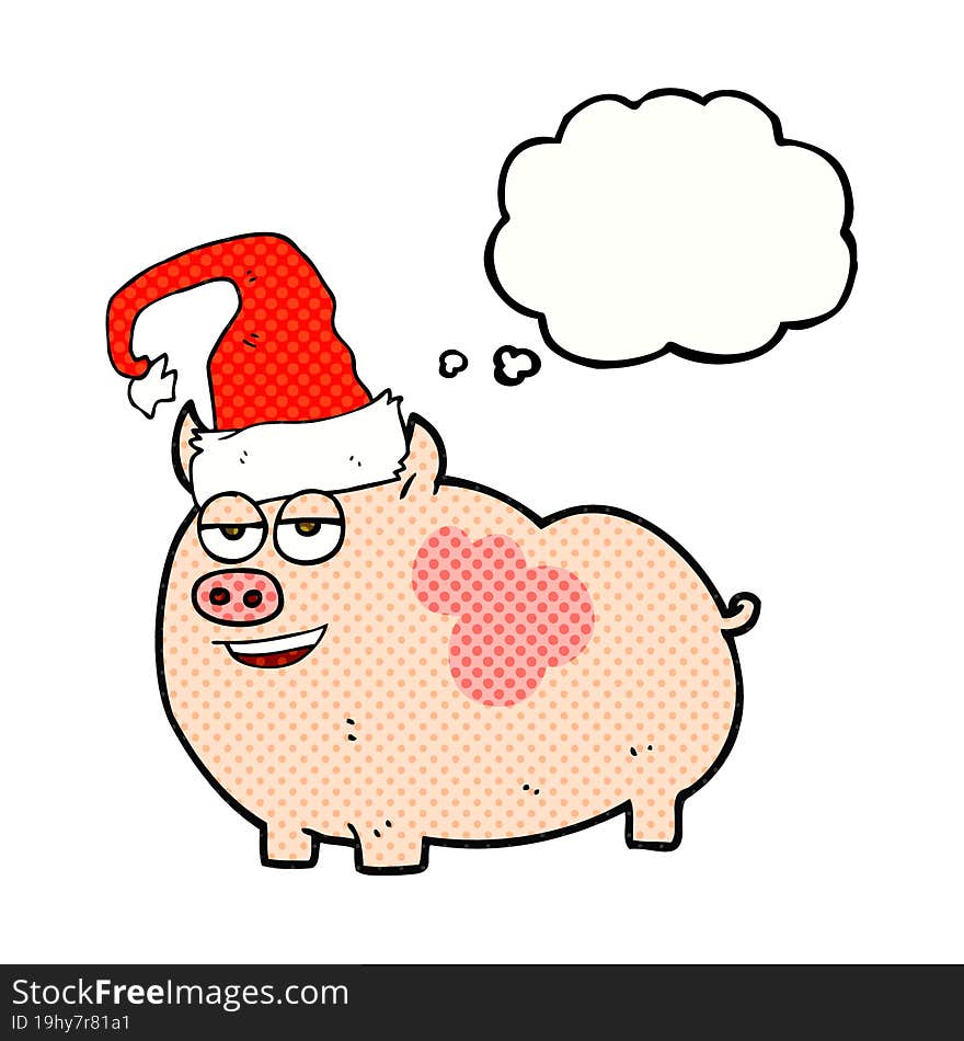 Thought Bubble Cartoon Christmas Pig