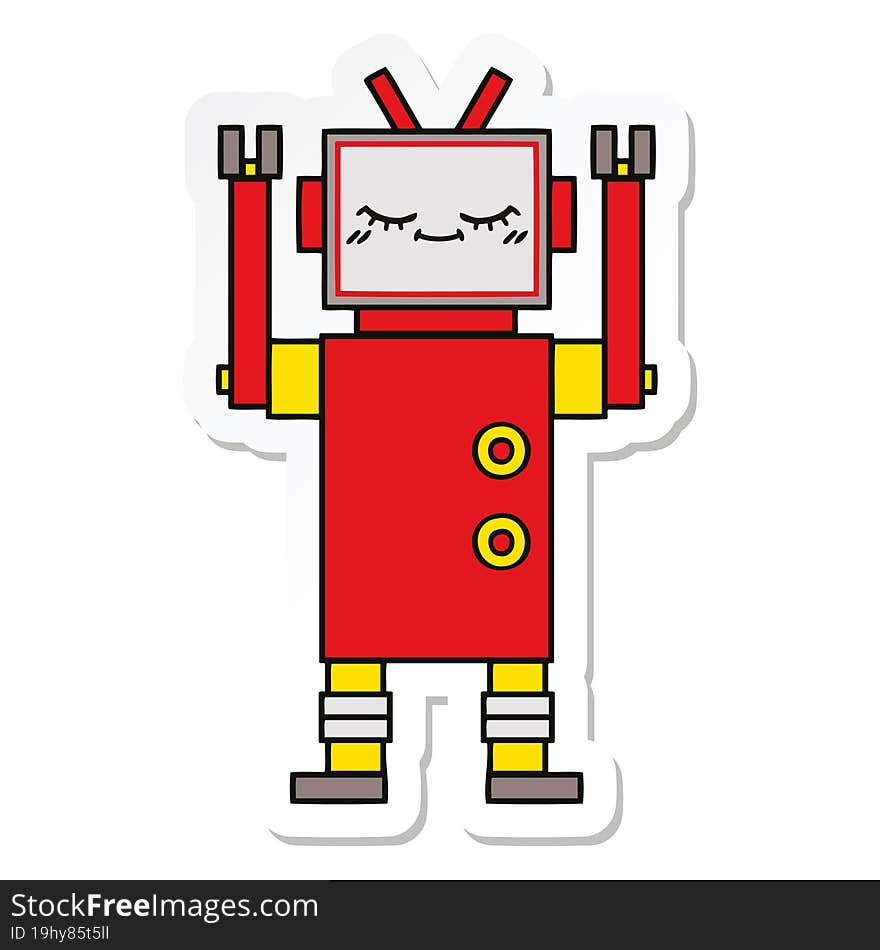 Sticker Of A Cute Cartoon Robot